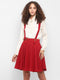 RED OVERALL SUSPENDER MINI SKIRT