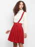 RED OVERALL SUSPENDER MINI SKIRT