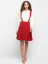 RED OVERALL SUSPENDER MINI SKIRT