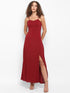 SPAGHETTI THIGH SLIT BACK-TIE MAXI DRESS
