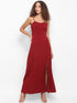 SPAGHETTI THIGH SLIT BACK-TIE MAXI DRESS
