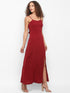 SPAGHETTI THIGH SLIT BACK-TIE MAXI DRESS