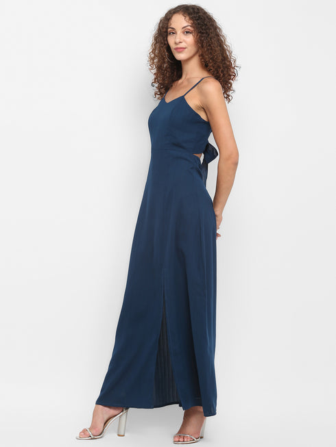 SPAGHETTI THIGH SLIT BACK-TIE MAXI DRESS