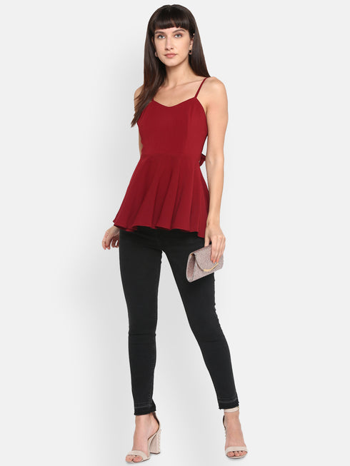 MAROON BOW BACK SPAGHETTI TOP