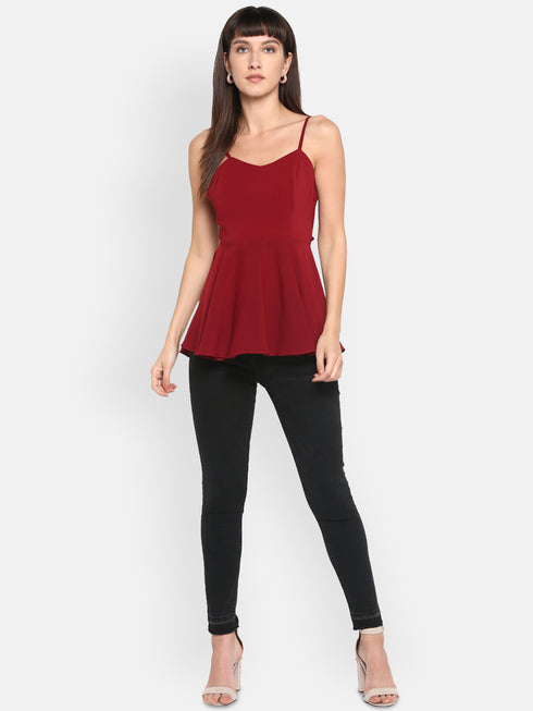 MAROON BOW BACK SPAGHETTI TOP
