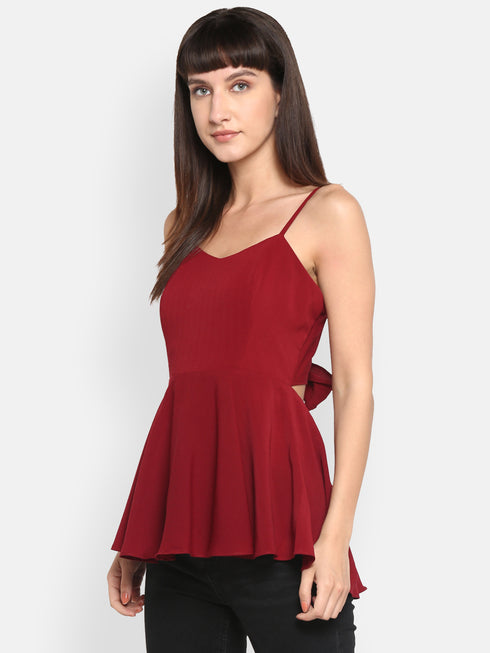 MAROON BOW BACK SPAGHETTI TOP