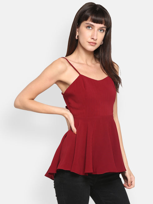MAROON BOW BACK SPAGHETTI TOP