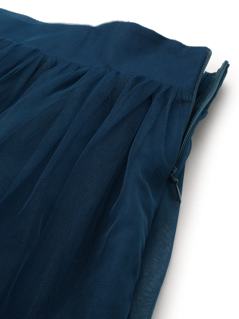 TEAL PLEATED TULLE SKIRT