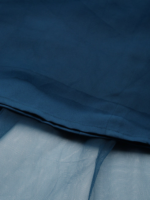 TEAL PLEATED TULLE SKIRT