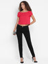 PINK RUCHED BACK CROP TOP