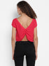 PINK RUCHED BACK CROP TOP