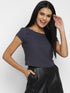 GREY RUCHED BACK CROP TOP