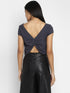GREY RUCHED BACK CROP TOP