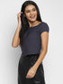 GREY RUCHED BACK CROP TOP