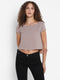TAUPE RUCHED BACK CROP TOP