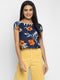 FLORAL RUCHED BACK CROP TOP