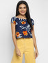 FLORAL RUCHED BACK CROP TOP