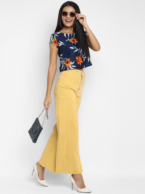FLORAL RUCHED BACK CROP TOP