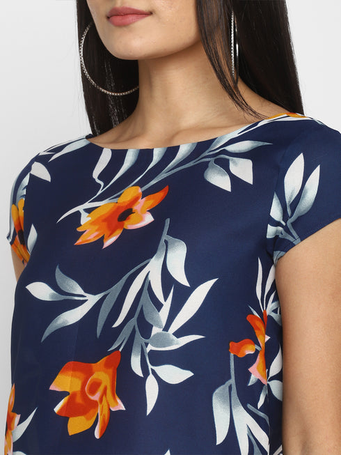 FLORAL RUCHED BACK CROP TOP