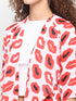 LIP PRINT DRAPE FRONT LONGLINE JACKET