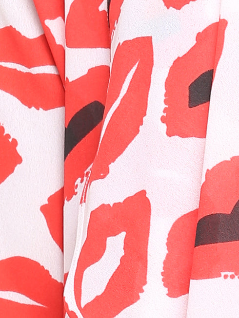 LIP PRINT DRAPE FRONT LONGLINE JACKET