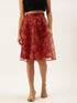 FLORAL ORGANZA BOX PLEAT MIDI SKIRT