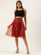 FLORAL ORGANZA BOX PLEAT MIDI SKIRT
