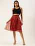 FLORAL ORGANZA BOX PLEAT MIDI SKIRT