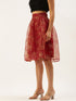 FLORAL ORGANZA BOX PLEAT MIDI SKIRT