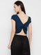 TEAL RUCHED BACK CROP TOP