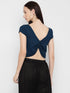 TEAL RUCHED BACK CROP TOP