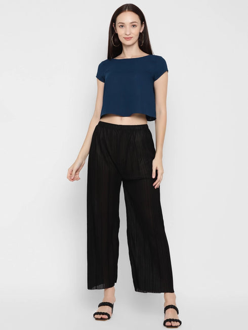 TEAL RUCHED BACK CROP TOP