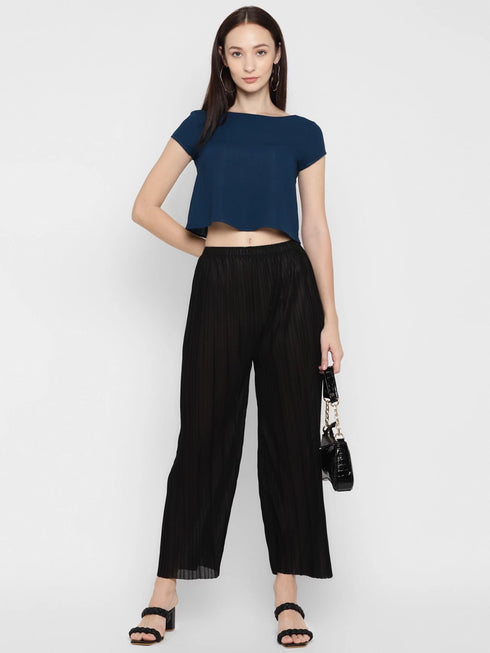 TEAL RUCHED BACK CROP TOP